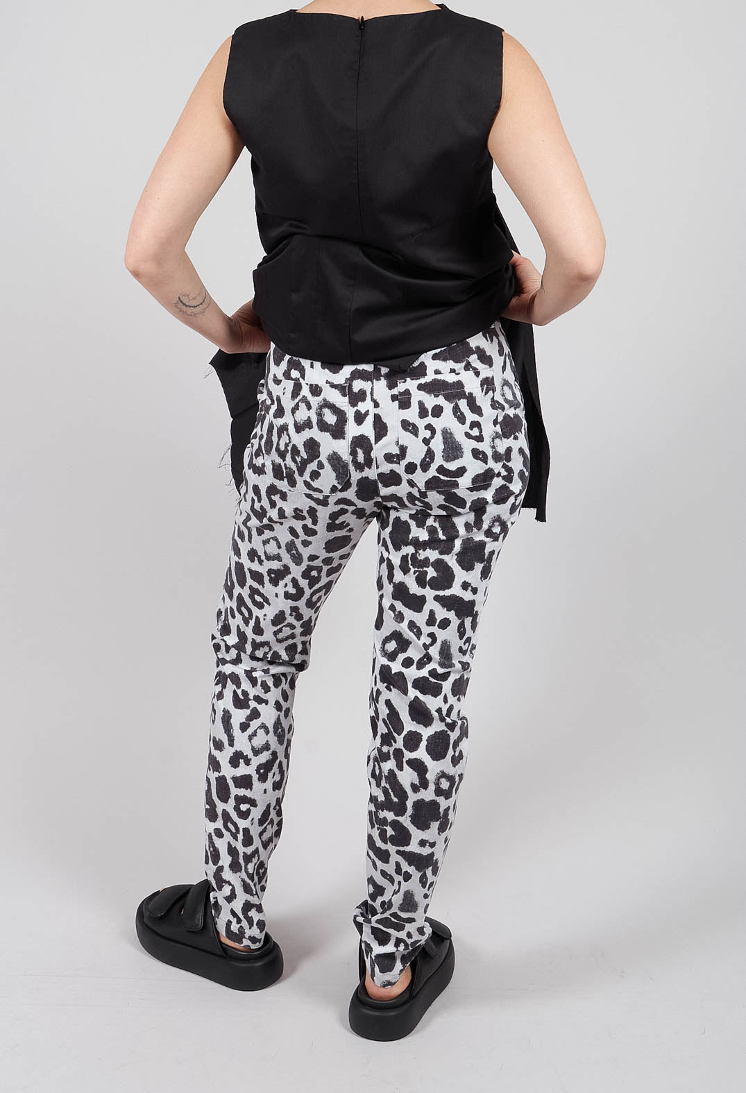 Straight Trousers in Leo Black and White