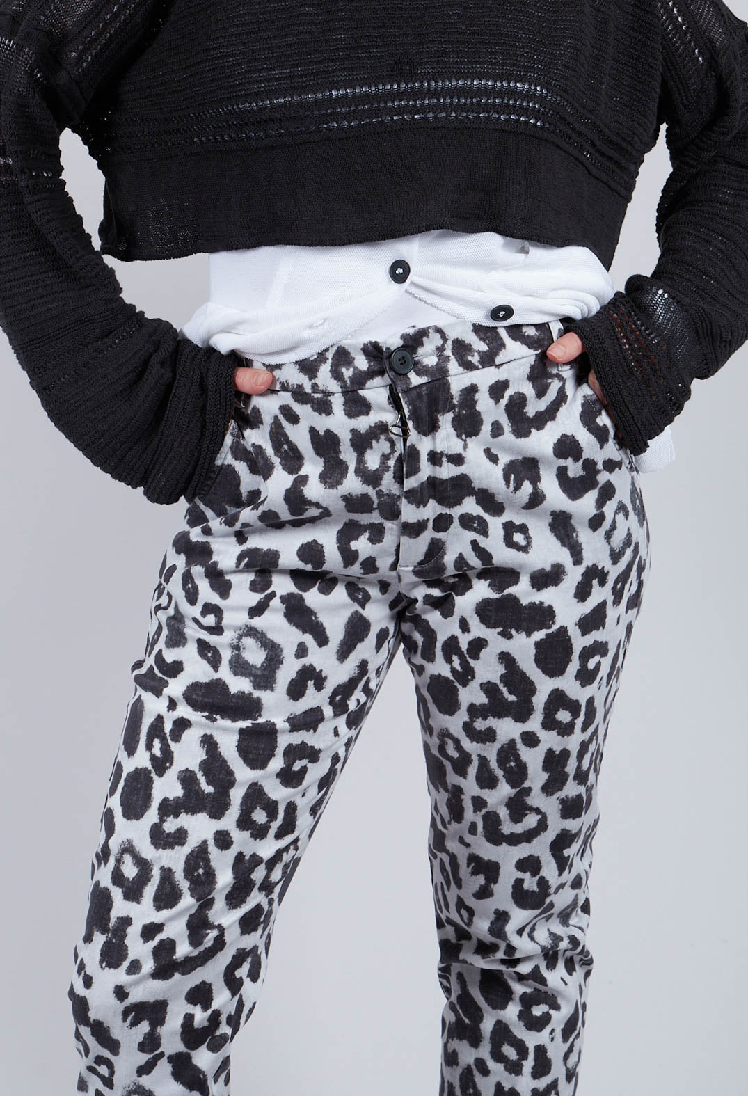 Straight Trousers in Leo Black and White