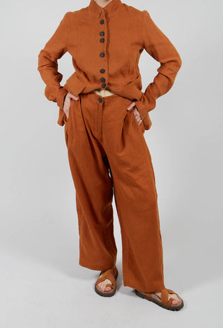 Casual Linen Trousers in Terracotta