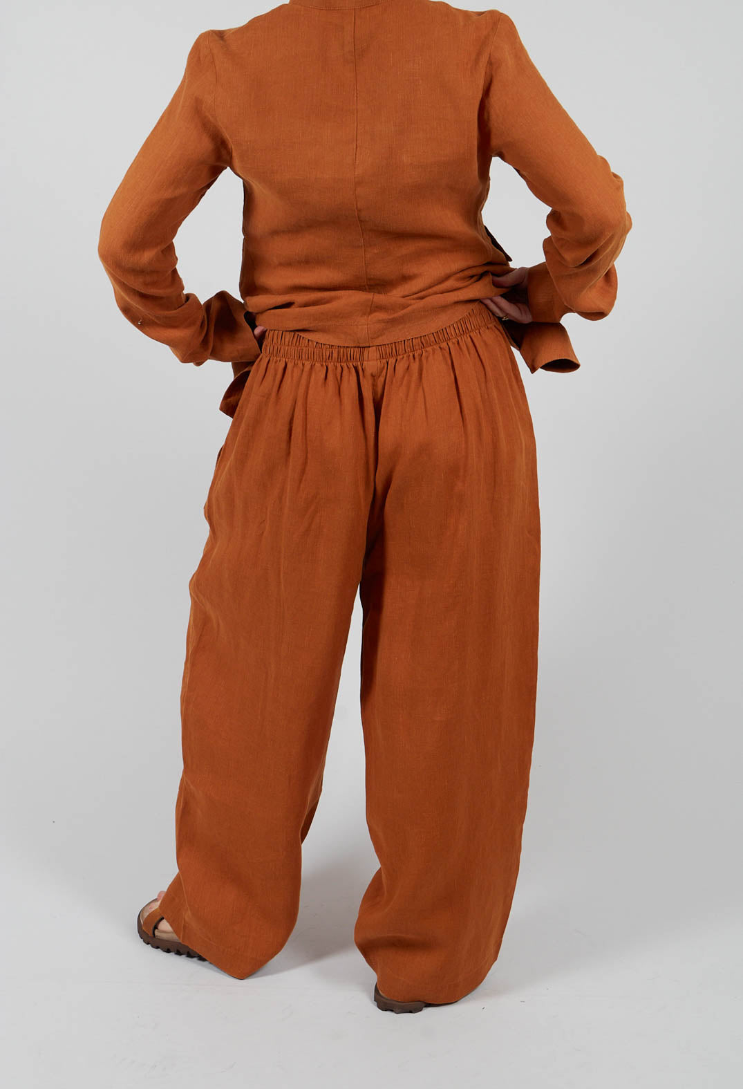 Casual Linen Trousers in Terracotta