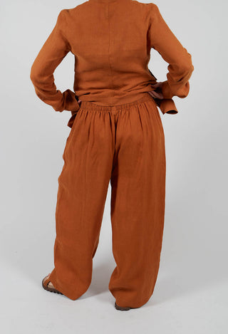 Casual Linen Trousers in Terracotta