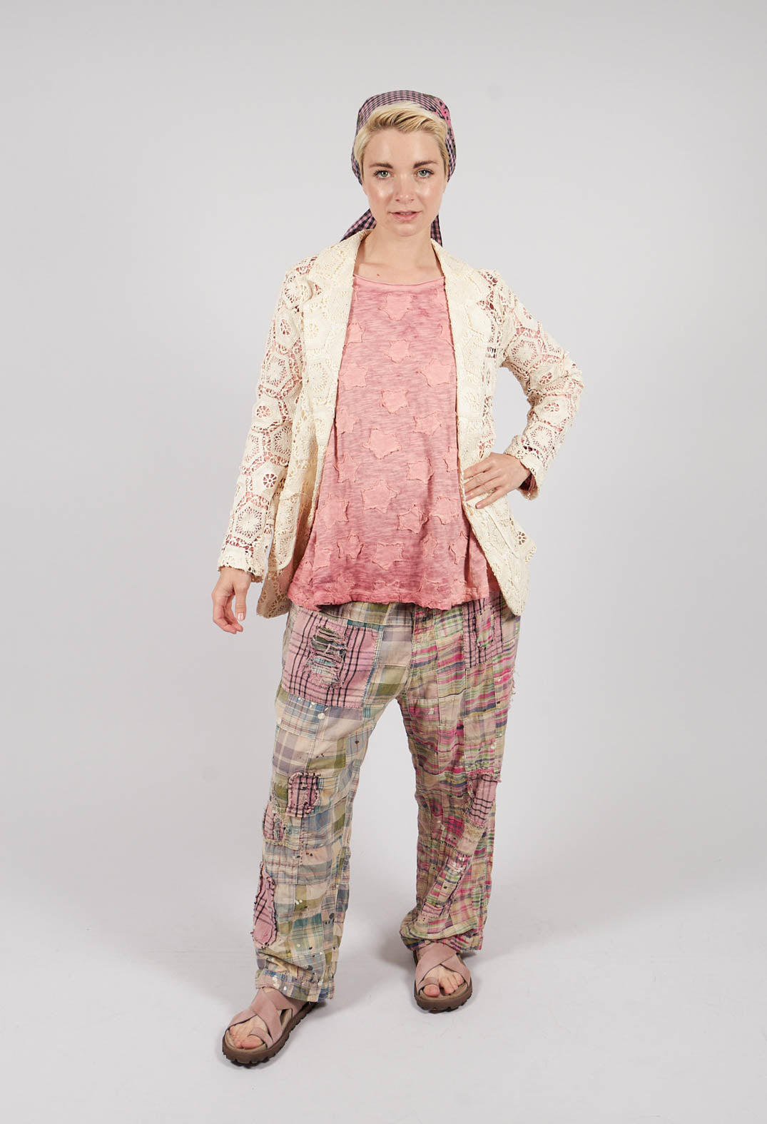 Patchwork Charmie Trousers in Madras Pink