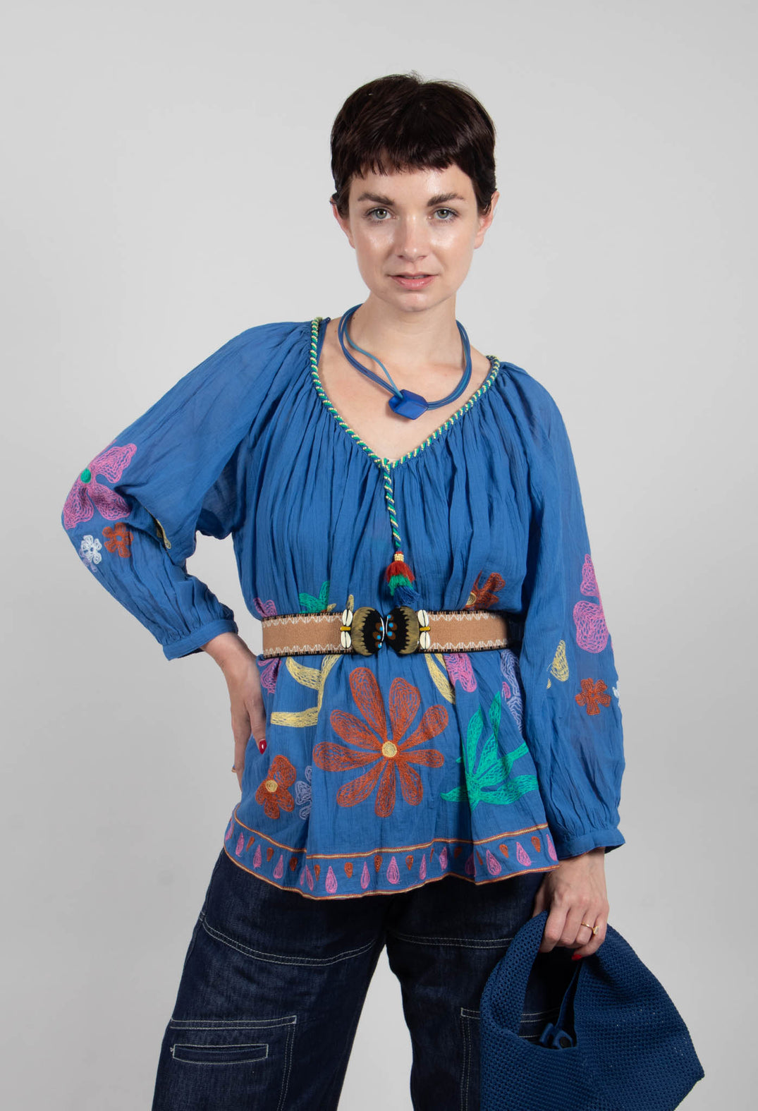 Bedford Blouse in Bleu and Petr