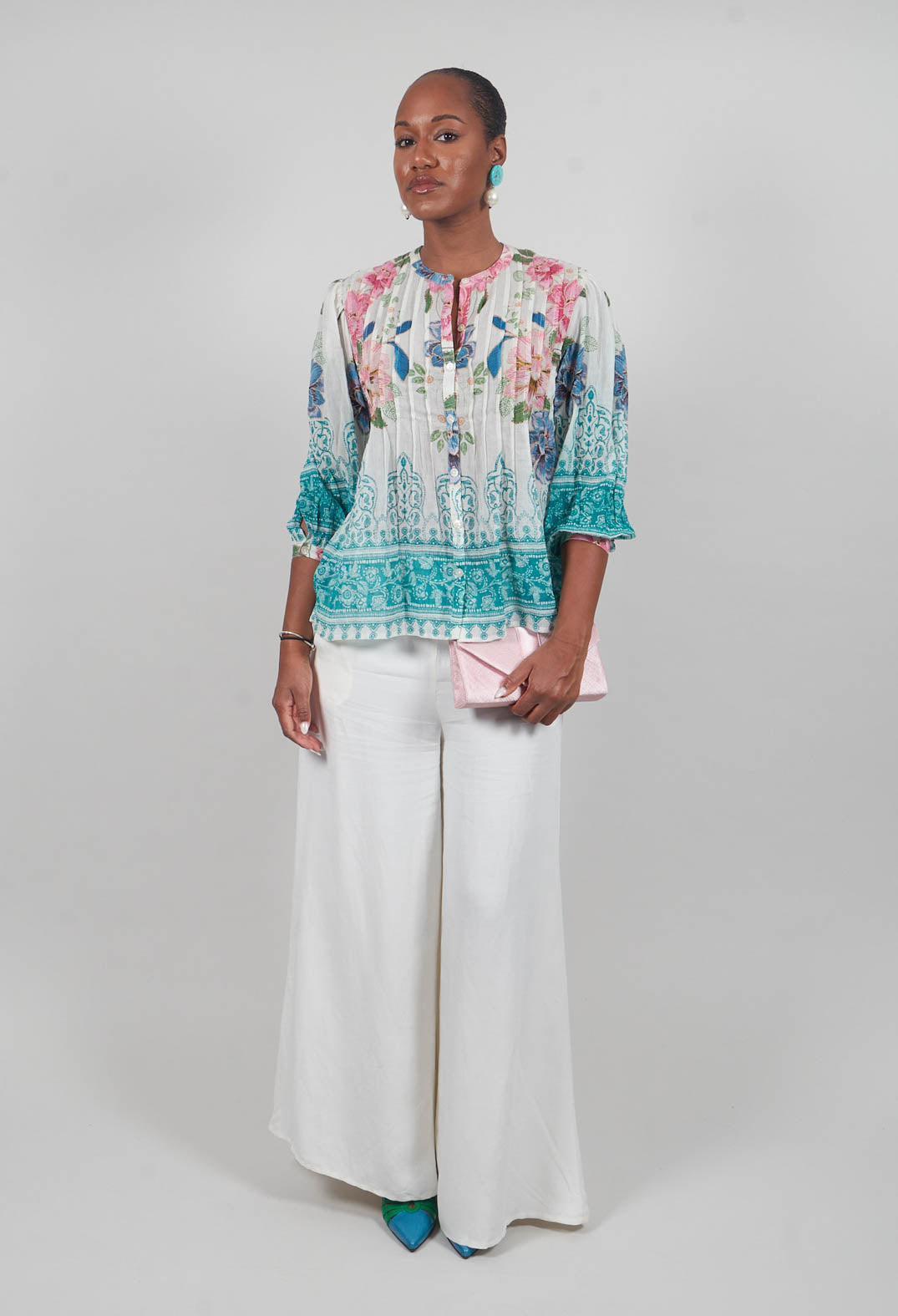 Fedra Flared Trousers in Sea Salt