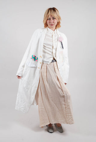 Longline Patch Pocket Coat in Original White Stripe