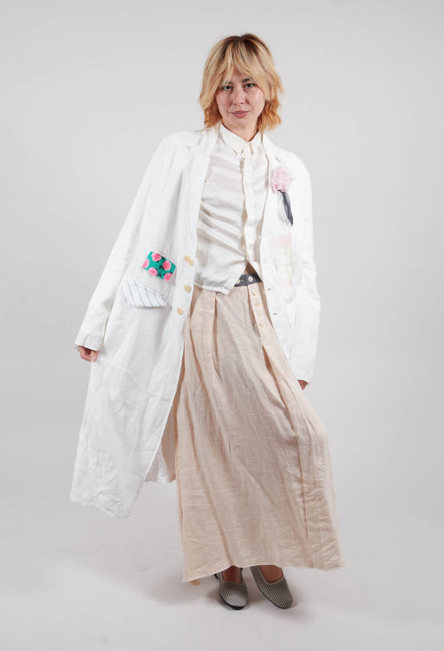 Longline Patch Pocket Coat in Original White Stripe