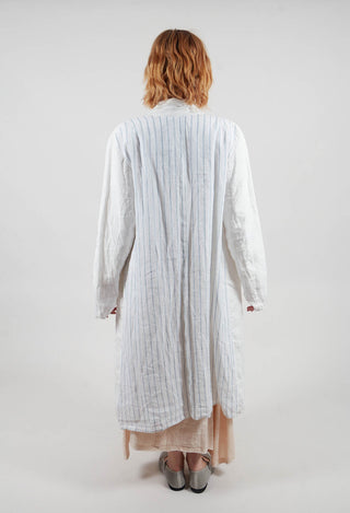 Longline Patch Pocket Coat in Original White Stripe