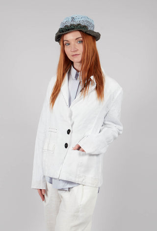 Feather Brooch Jacket in Original White