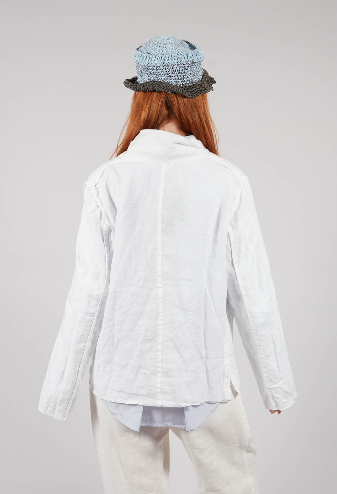 Feather Brooch Jacket in Original White
