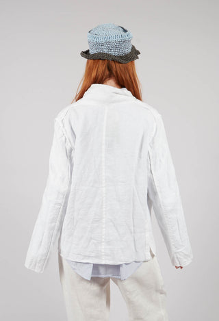 Feather Brooch Jacket in Original White