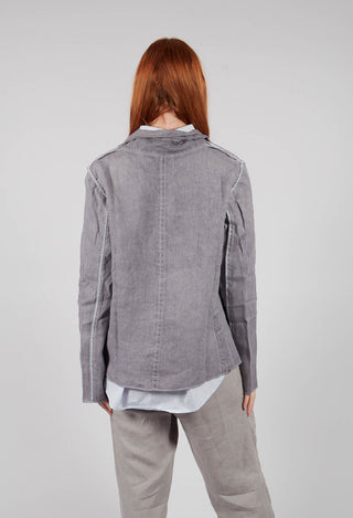 Feather Brooch Jacket in Silver Gray