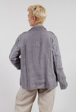 Feather Brooch Jacket in Silver Gray
