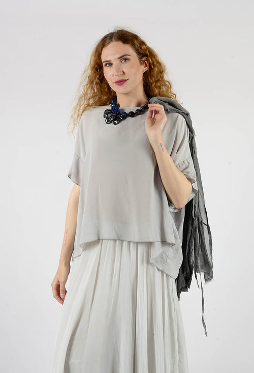 Drop Shoulder Short Sleeve Top in Silver Gray