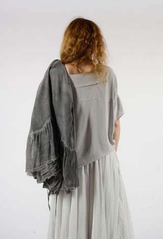 Drop Shoulder Short Sleeve Top in Silver Gray