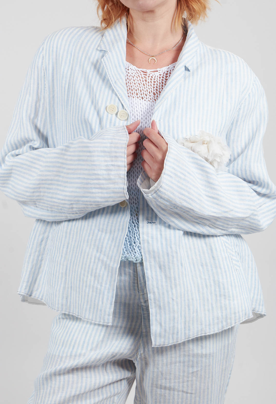 Oversized Sleeve Jacket in Original Stripe Blue