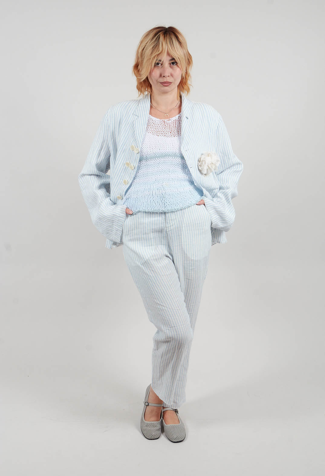 Oversized Sleeve Jacket in Original Stripe Blue