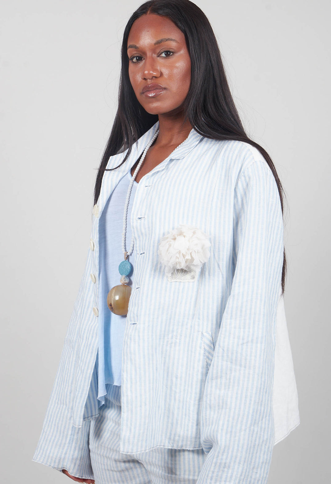 Oversized Sleeve Jacket in Original Stripe Blue