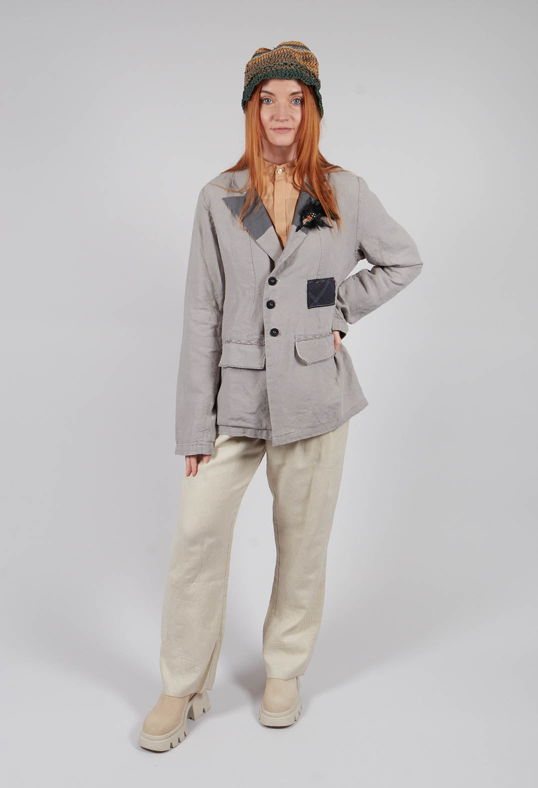 Mid Length Jacket in Silver Gray