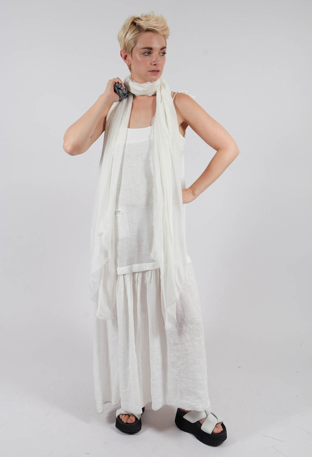 Shoestring Strap Dress in Off White