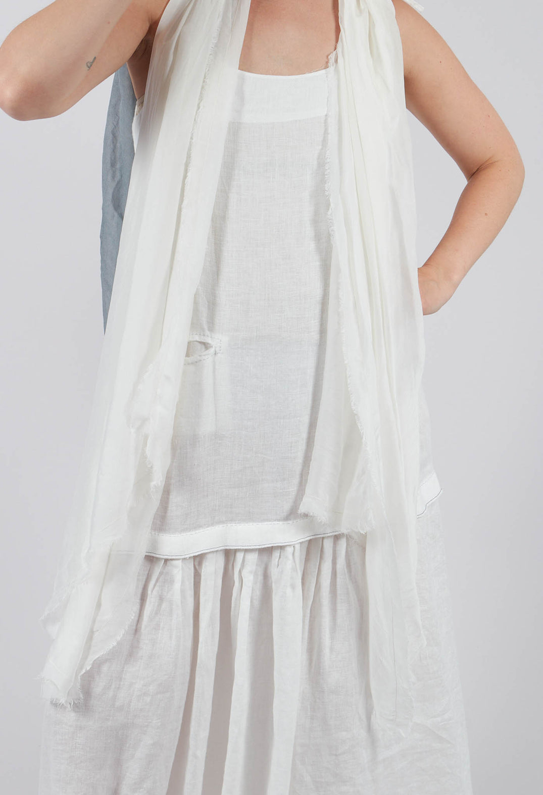 Shoestring Strap Dress in Off White