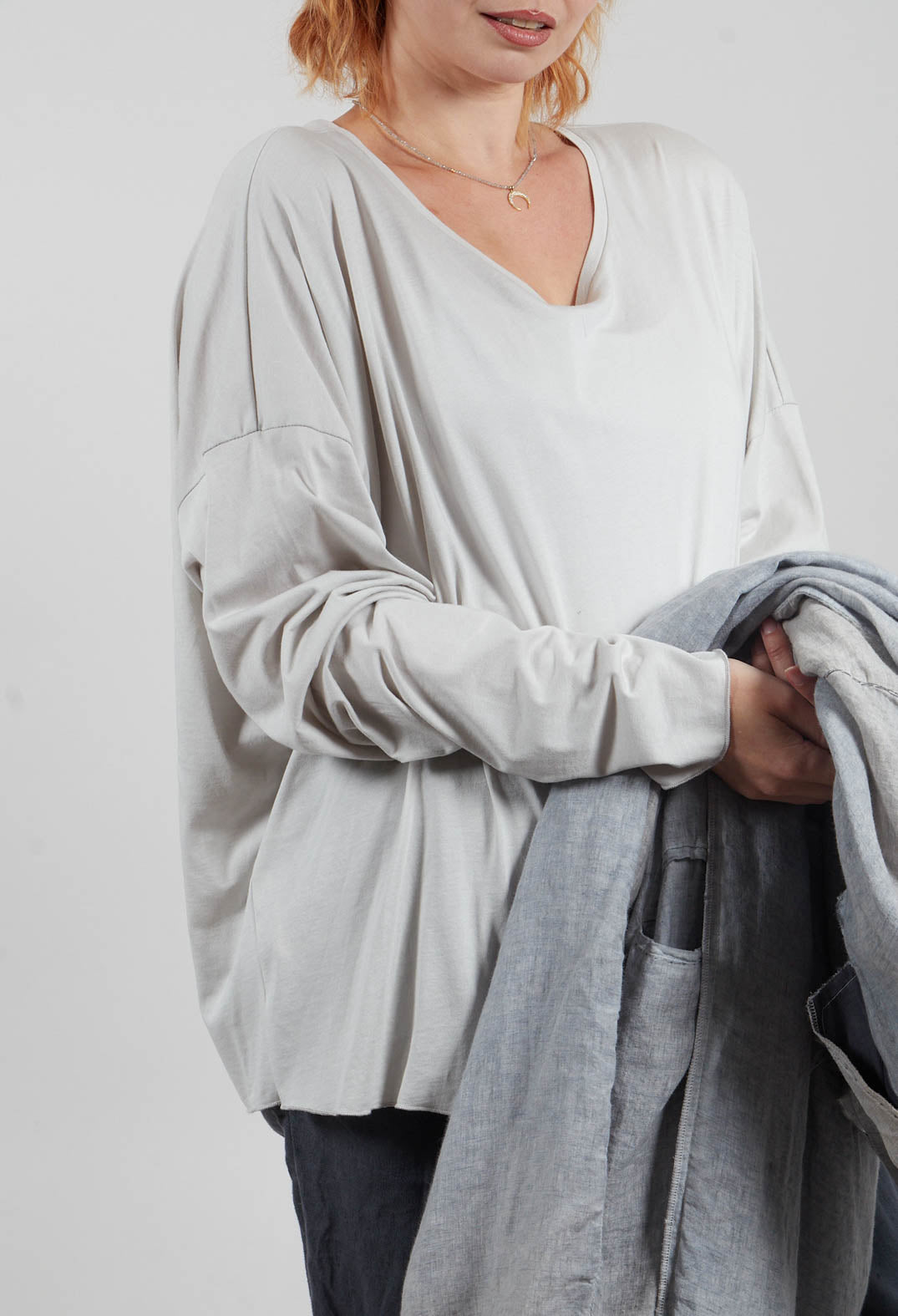 Drop Shoulder Top in Original Beige
