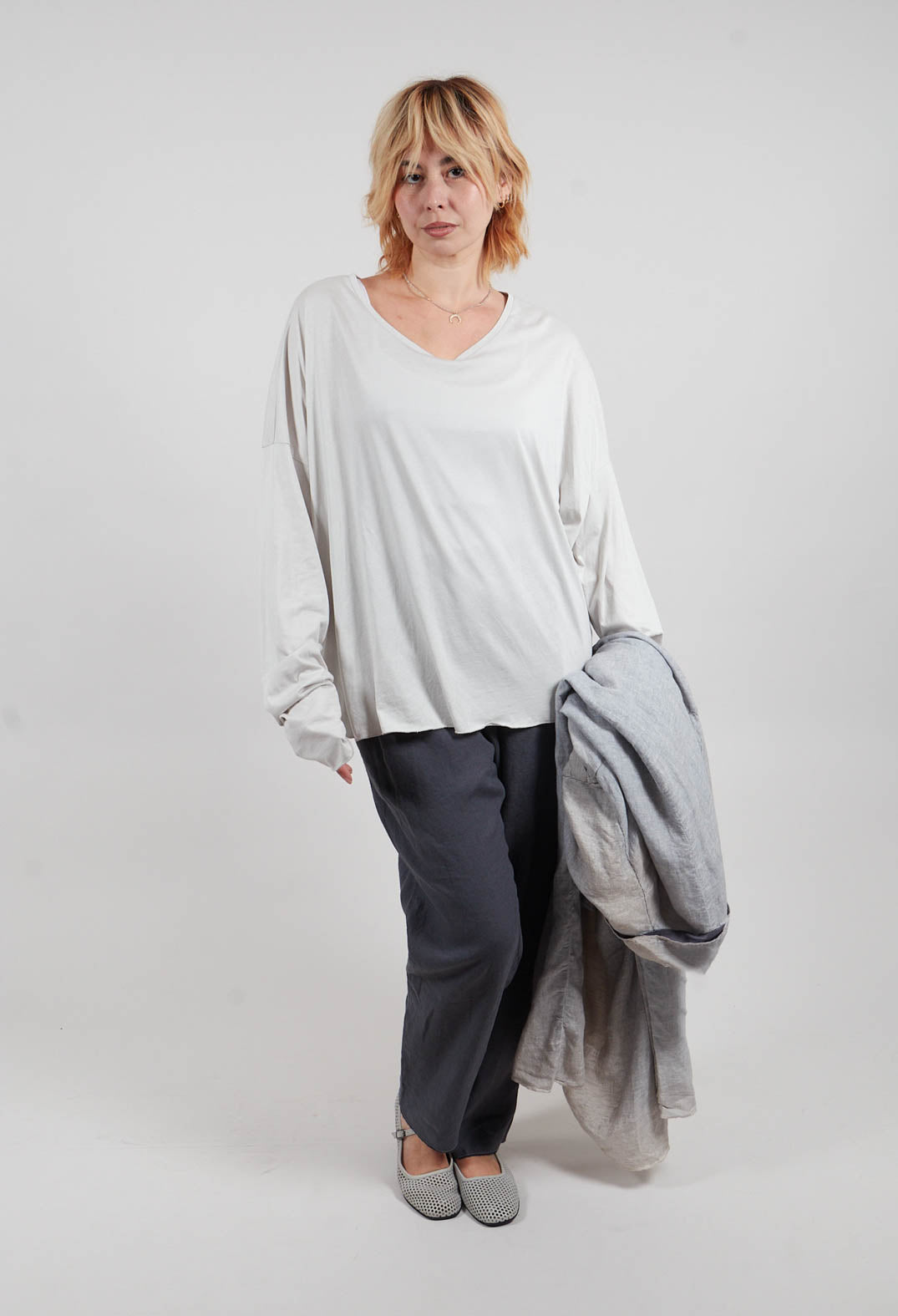 Drop Shoulder Top in Original Beige