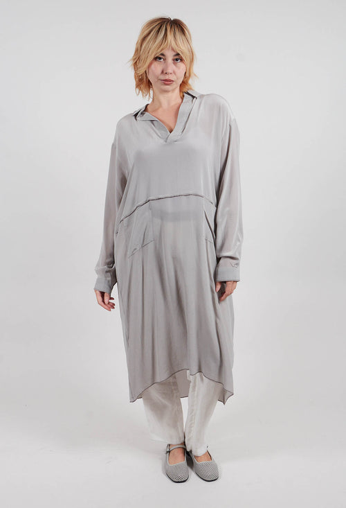 Collared Full Length Dress in Avangarde Original Grey