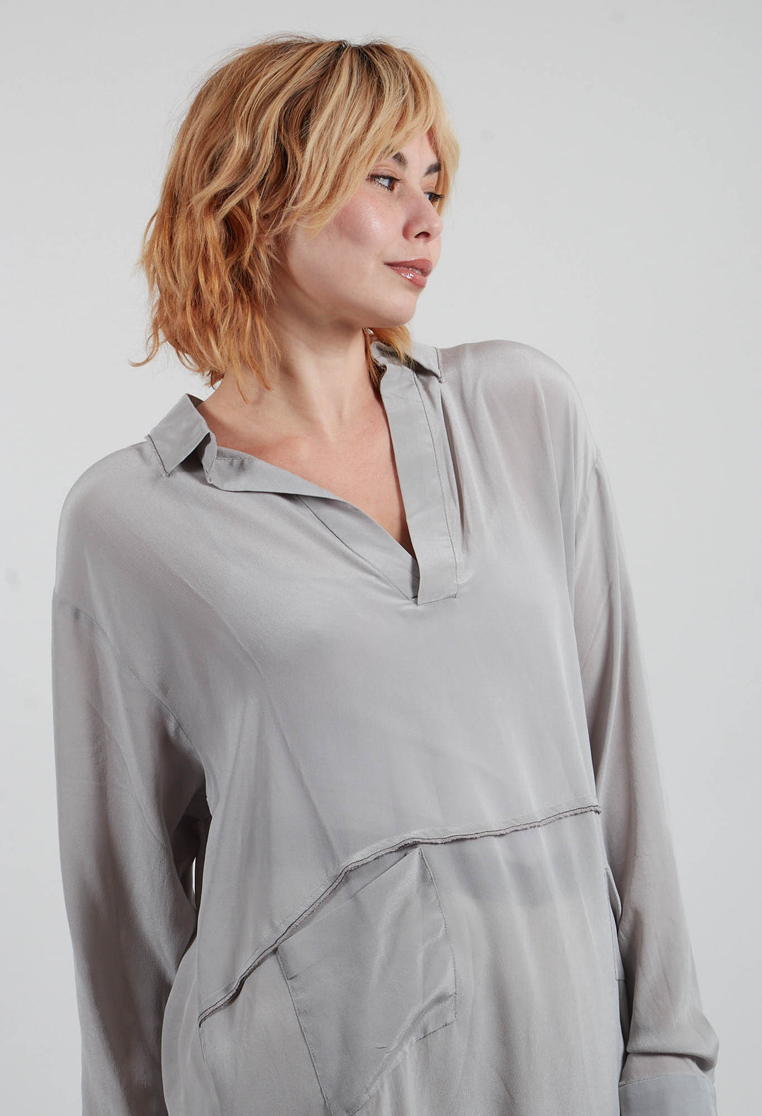 Collared Full Length Dress in Avangarde Original Grey