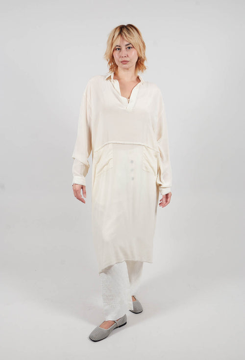 Collared Full Length Dress in Avangarde Off White