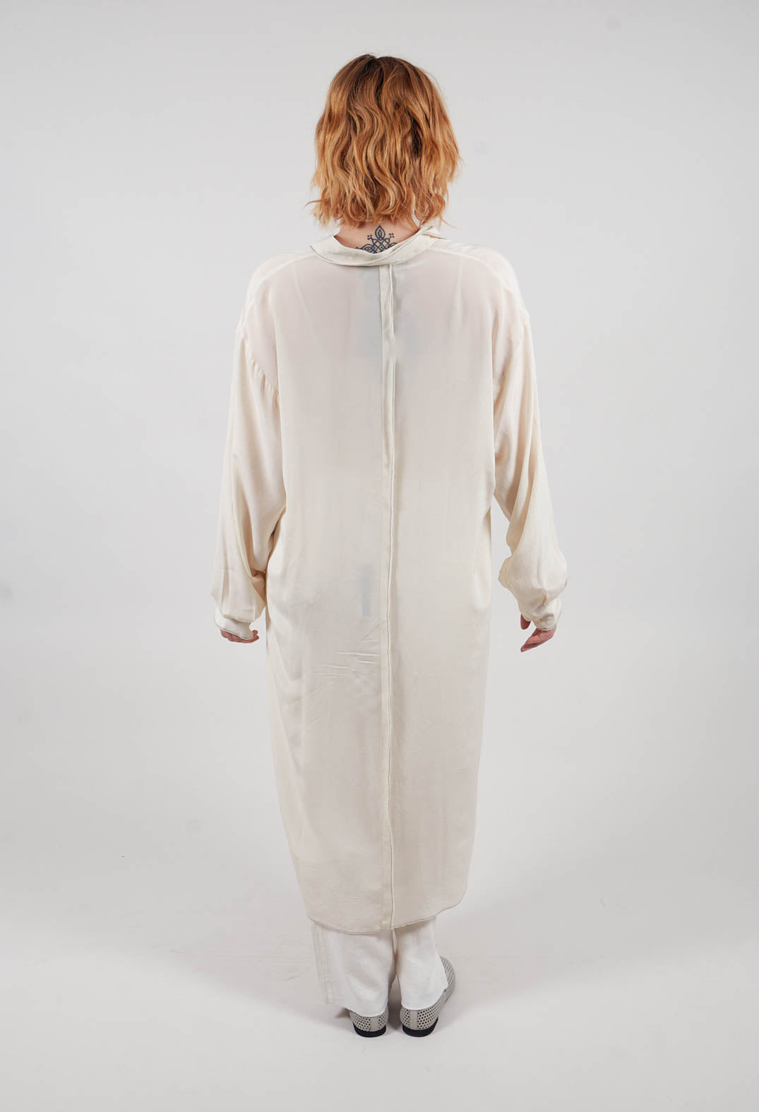 Collared Full Length Dress in Avangarde Off White