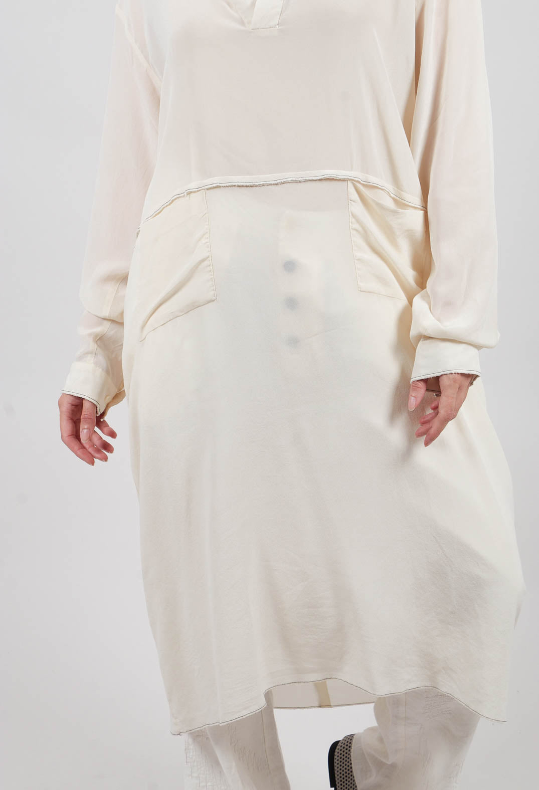 Collared Full Length Dress in Avangarde Off White