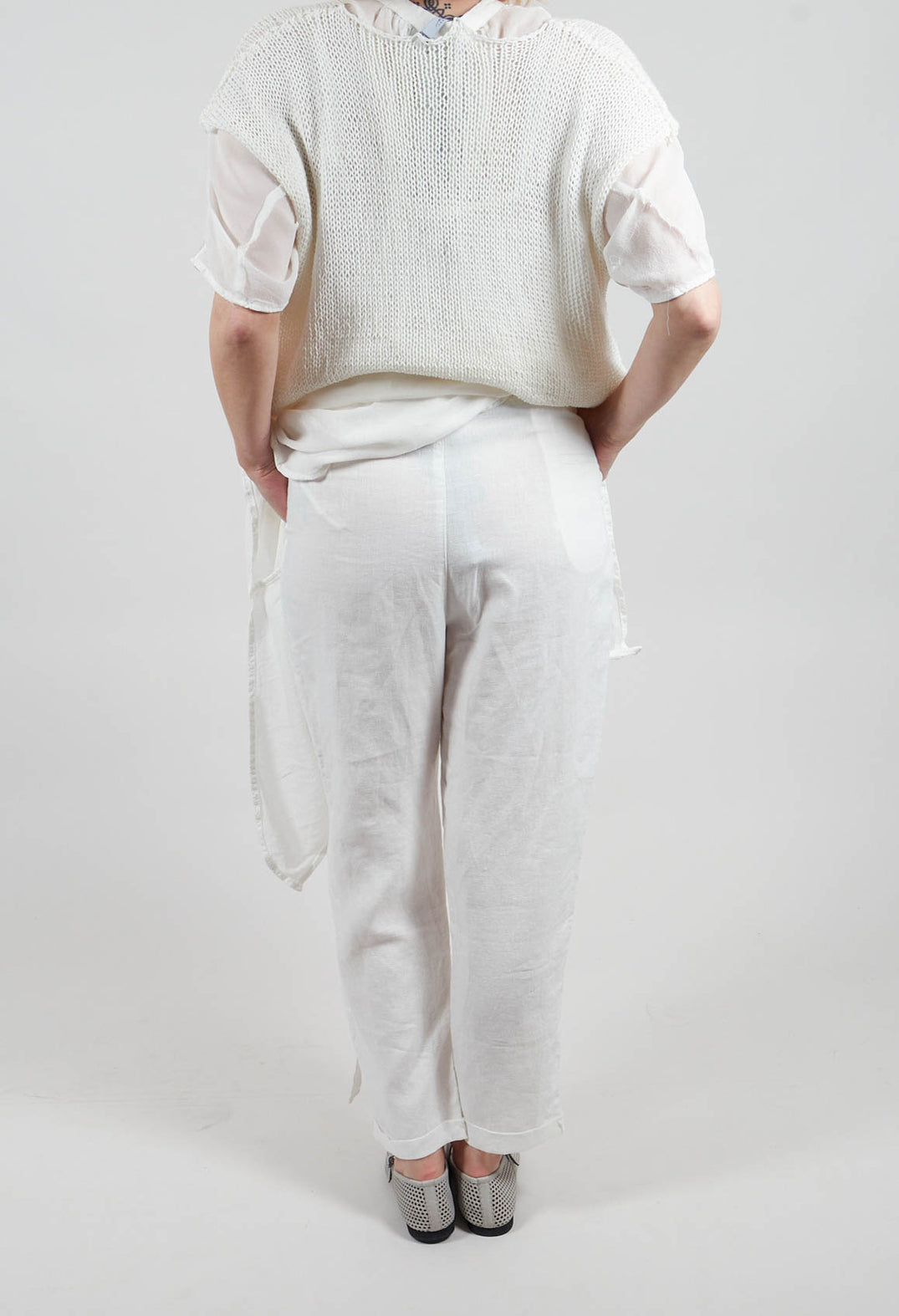 Straight Leg Turnup Pants in Off White