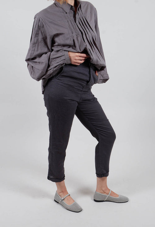 Straight Leg Turnup Pants in Anthracite