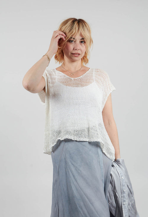 Open Knit Pullover in Off White