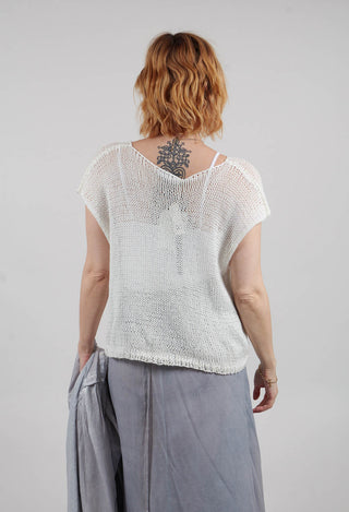 Open Knit Pullover in Off White