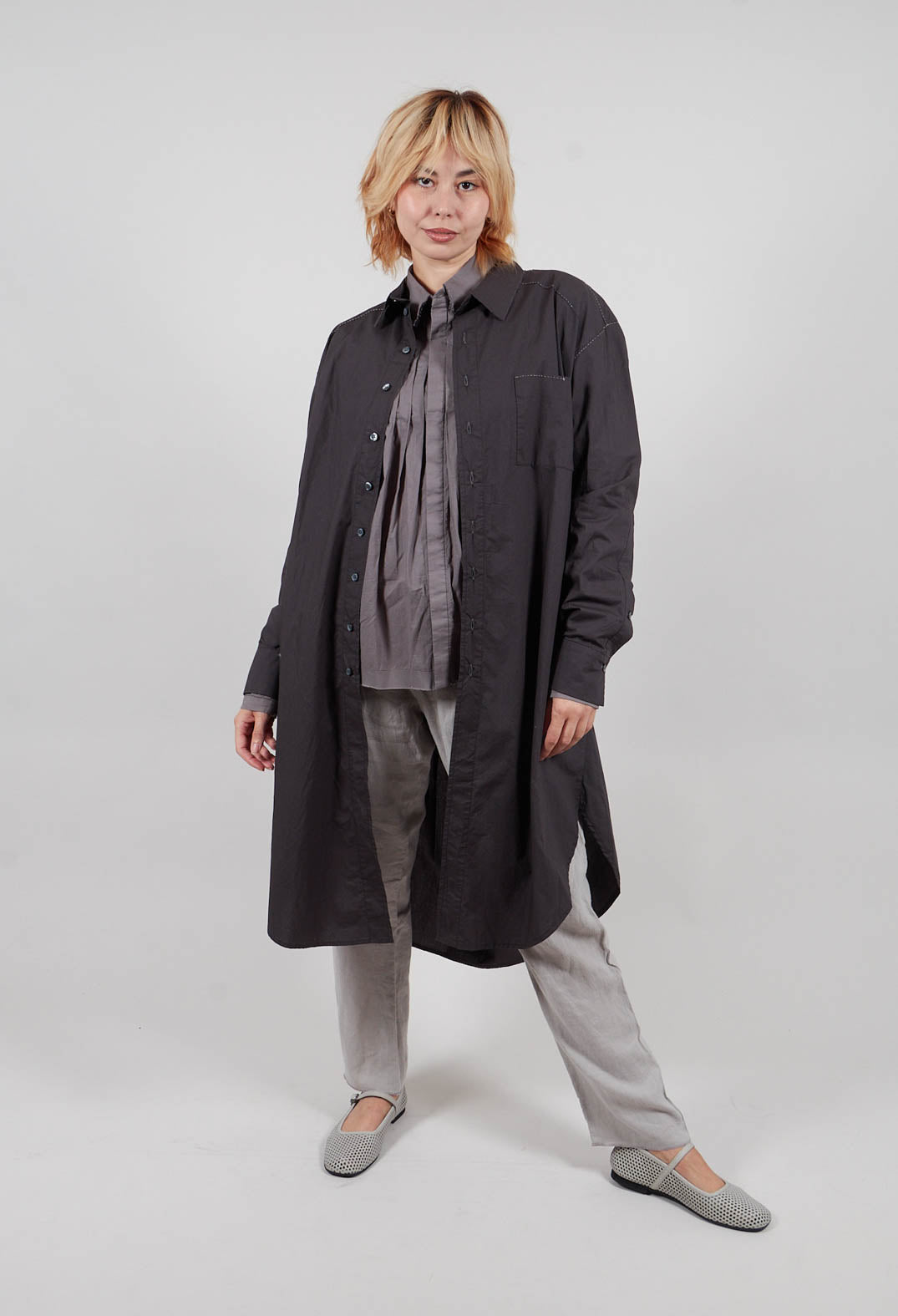 Midi Shirt Dress in Original Anthracite