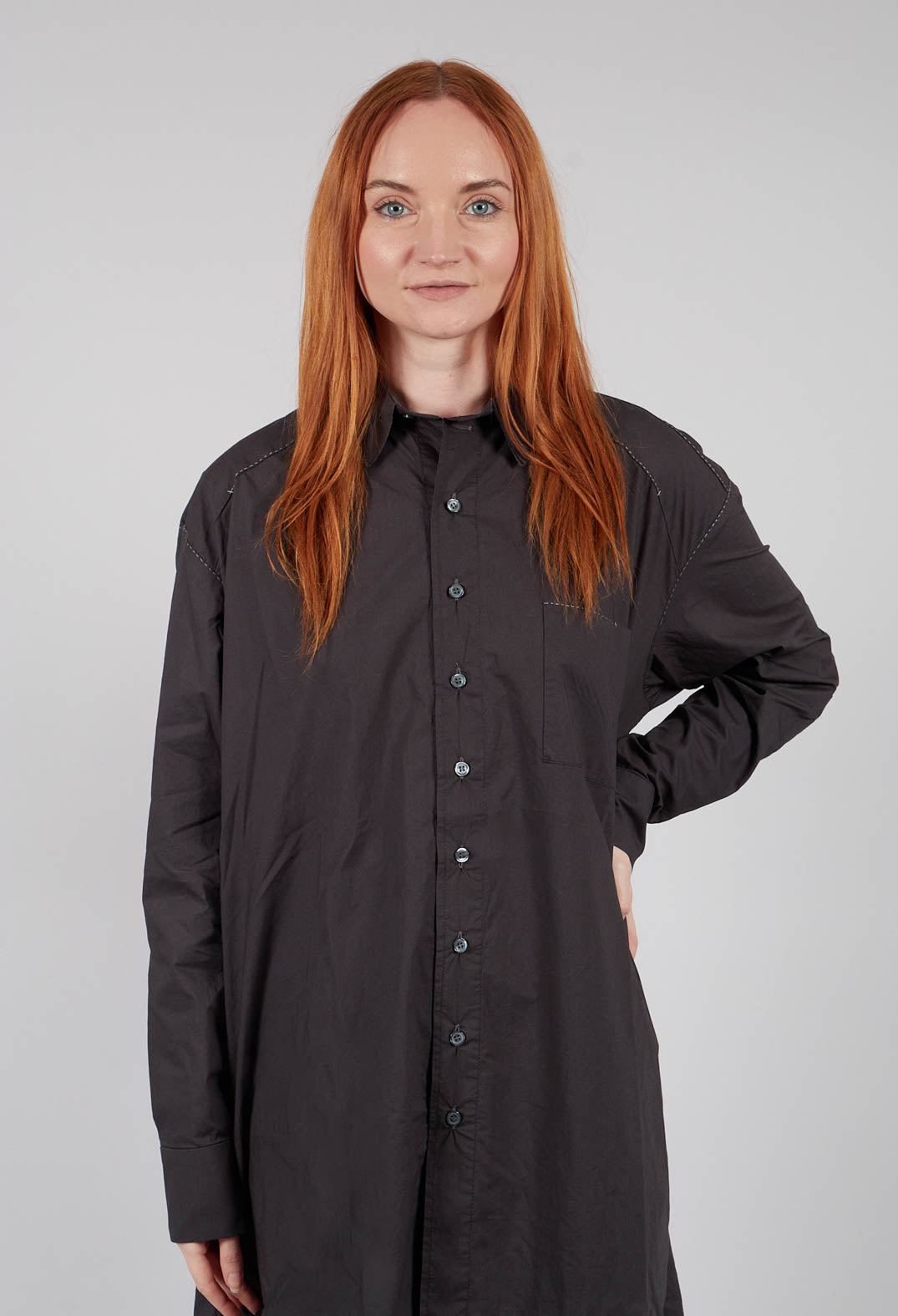 Midi Shirt Dress in Original Anthracite