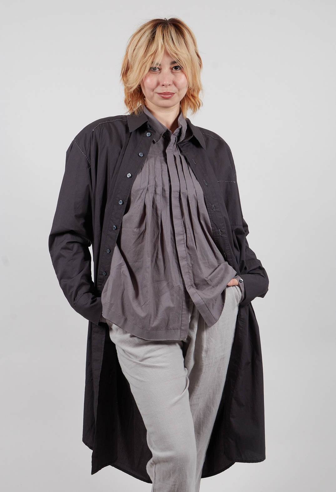 Midi Shirt Dress in Original Anthracite