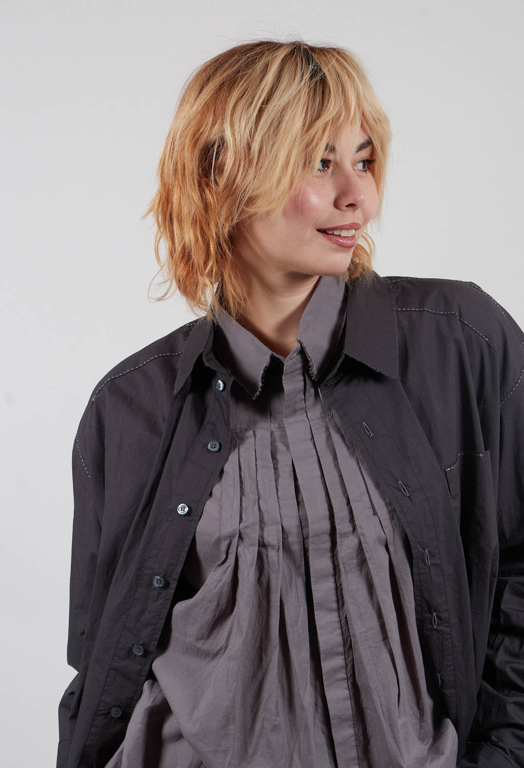 Midi Shirt Dress in Original Anthracite
