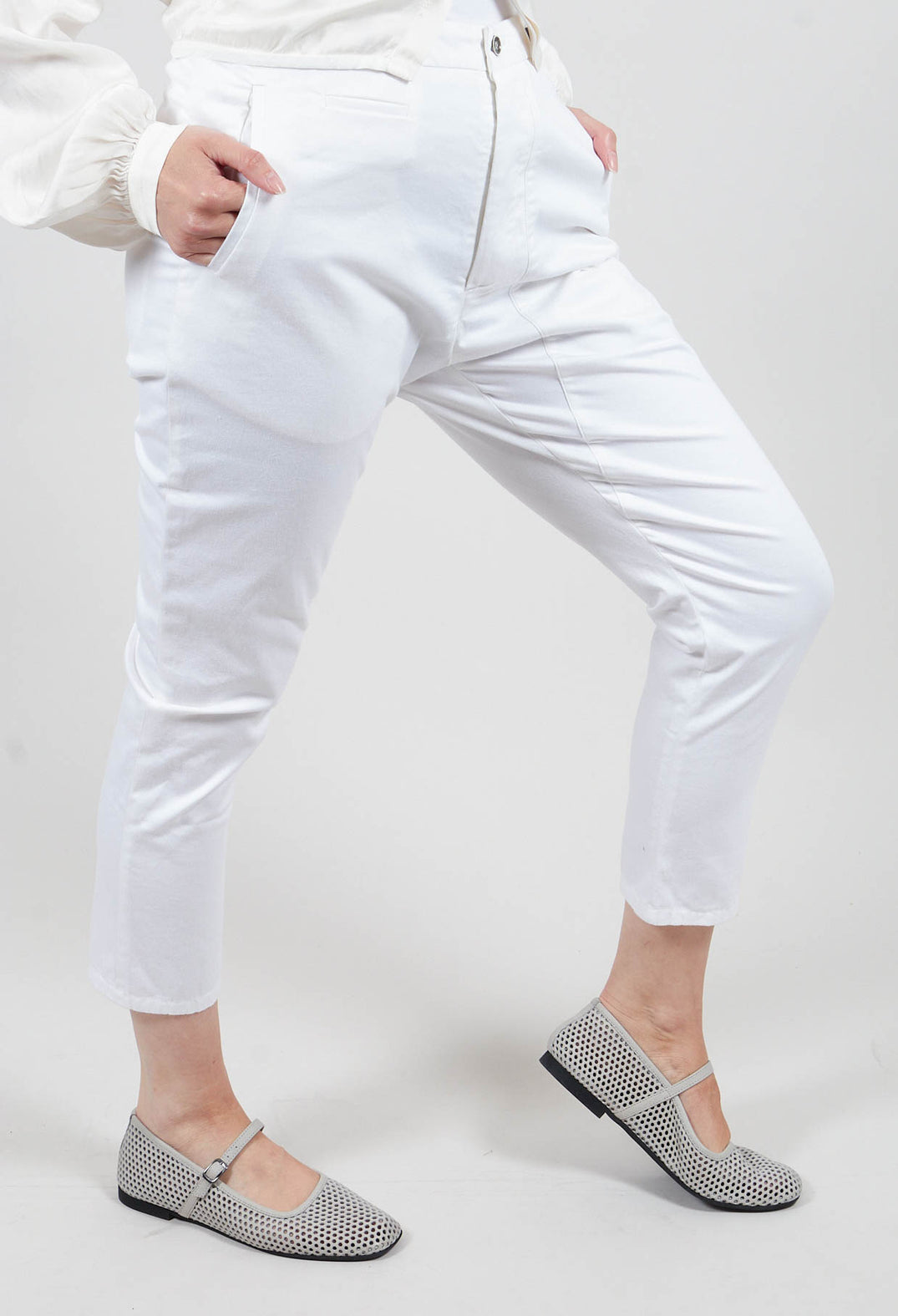 Button Detail Waist Pants in Original Beige