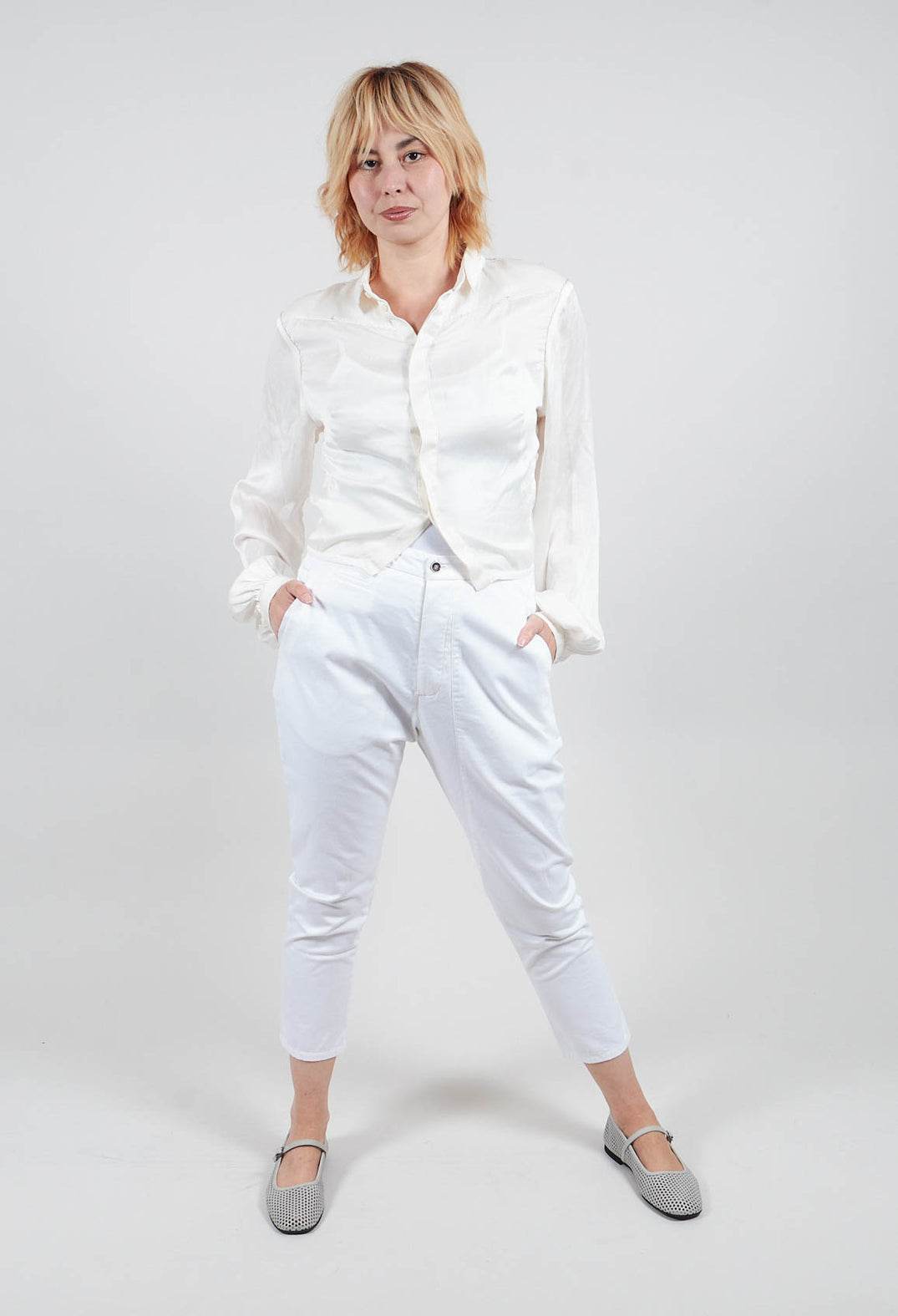 Button Detail Waist Pants in Original Beige