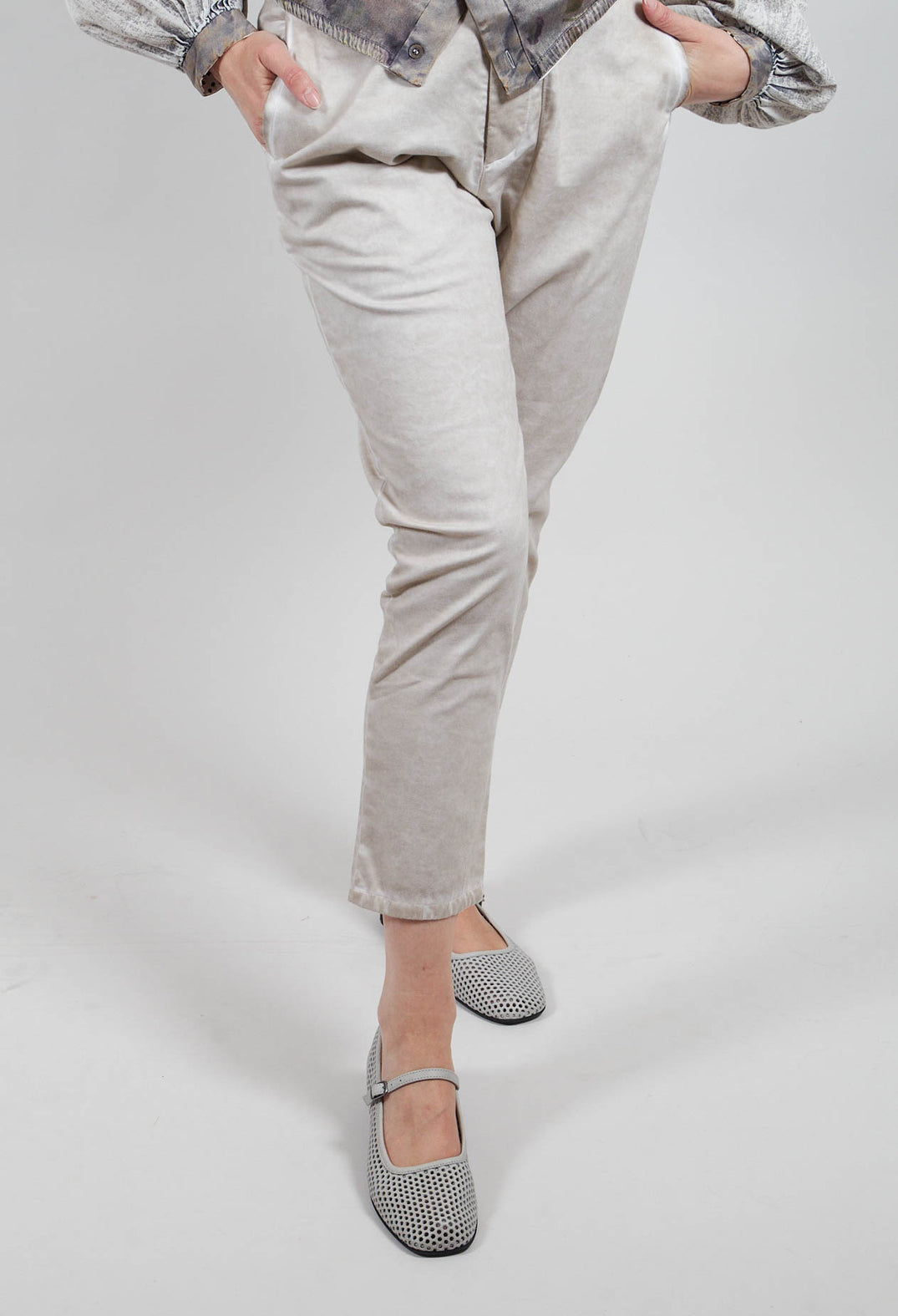 Button Detail Waist Pants in Sand