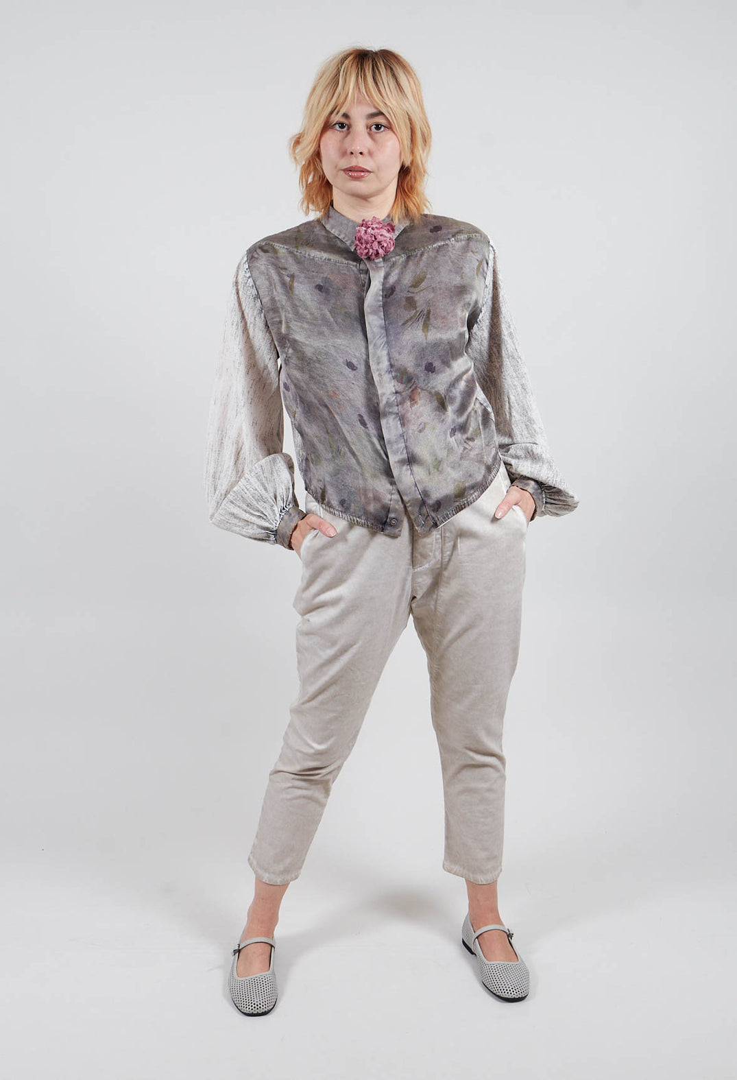 Button Detail Waist Pants in Sand
