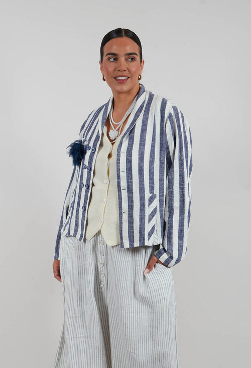 Striped Jacket with Brooch in Original Stripe