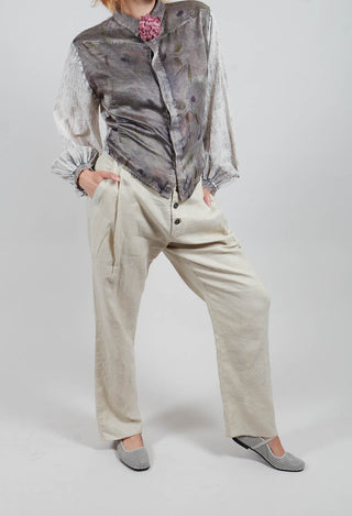 Straight Leg Stitch Detailed Pants in Sand