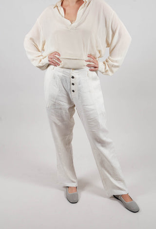 Straight Leg Stitch Detailed Pants in Silver Gray