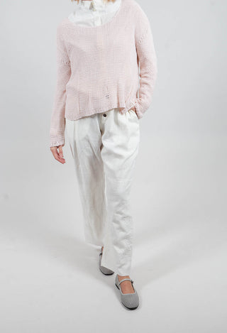 Straight Leg Stitch Detailed Pants in Silver Gray