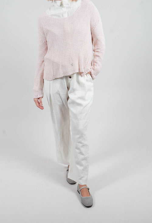 Straight Leg Stitch Detailed Pants in Silver Gray