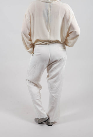 Straight Leg Stitch Detailed Pants in Silver Gray