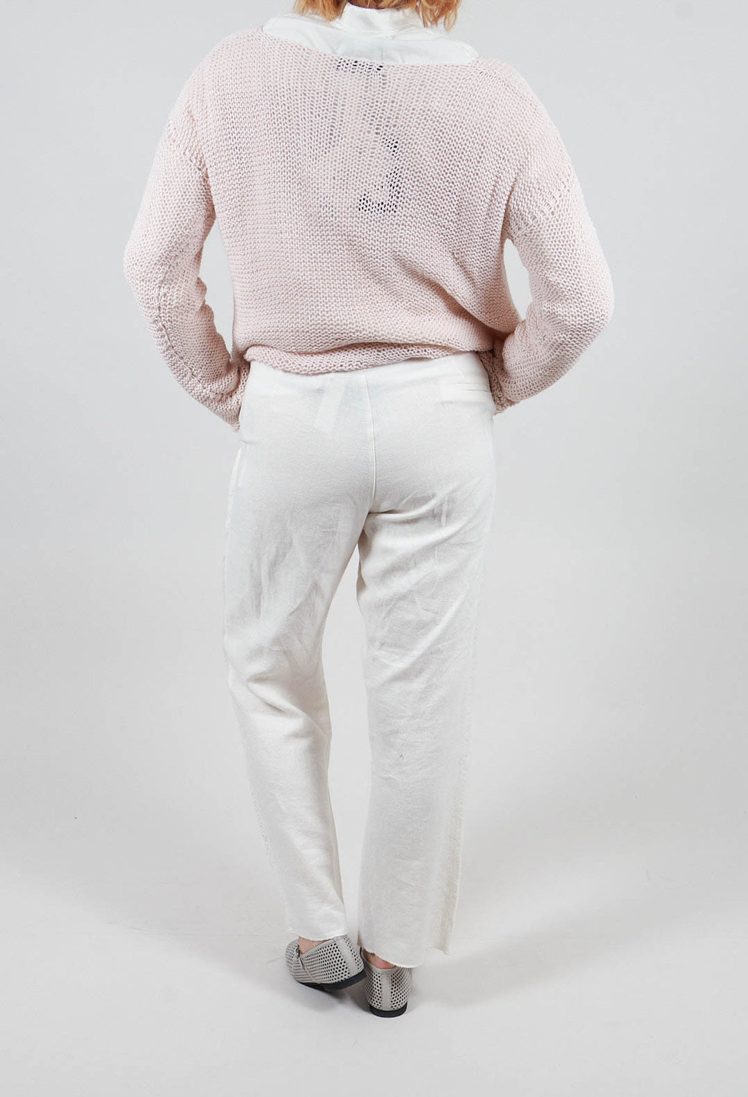 Straight Leg Stitch Detailed Pants in Silver Gray